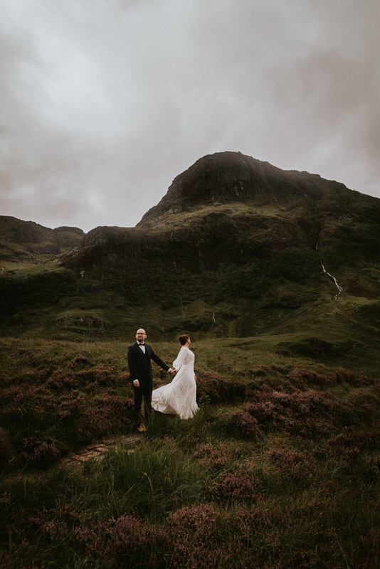 A bride and groom who hired a Scotland Elopement Photographer