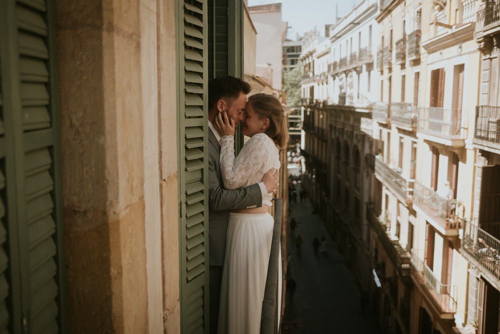 A bride and groom enjoying their Barcelona Elopement
