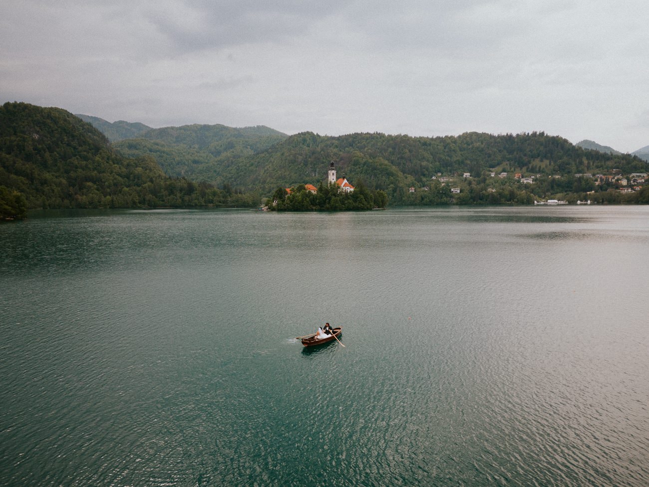 Wedding photos on Lake Bled in Slovenia