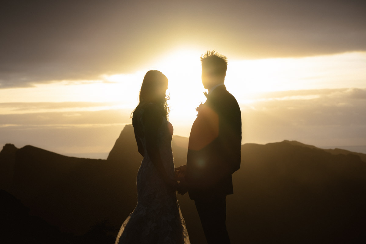 A bridal couple eloping in Madeira