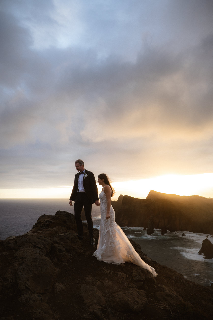 A couple who chose to elope at Ponta de São Lourenço in Madeira
