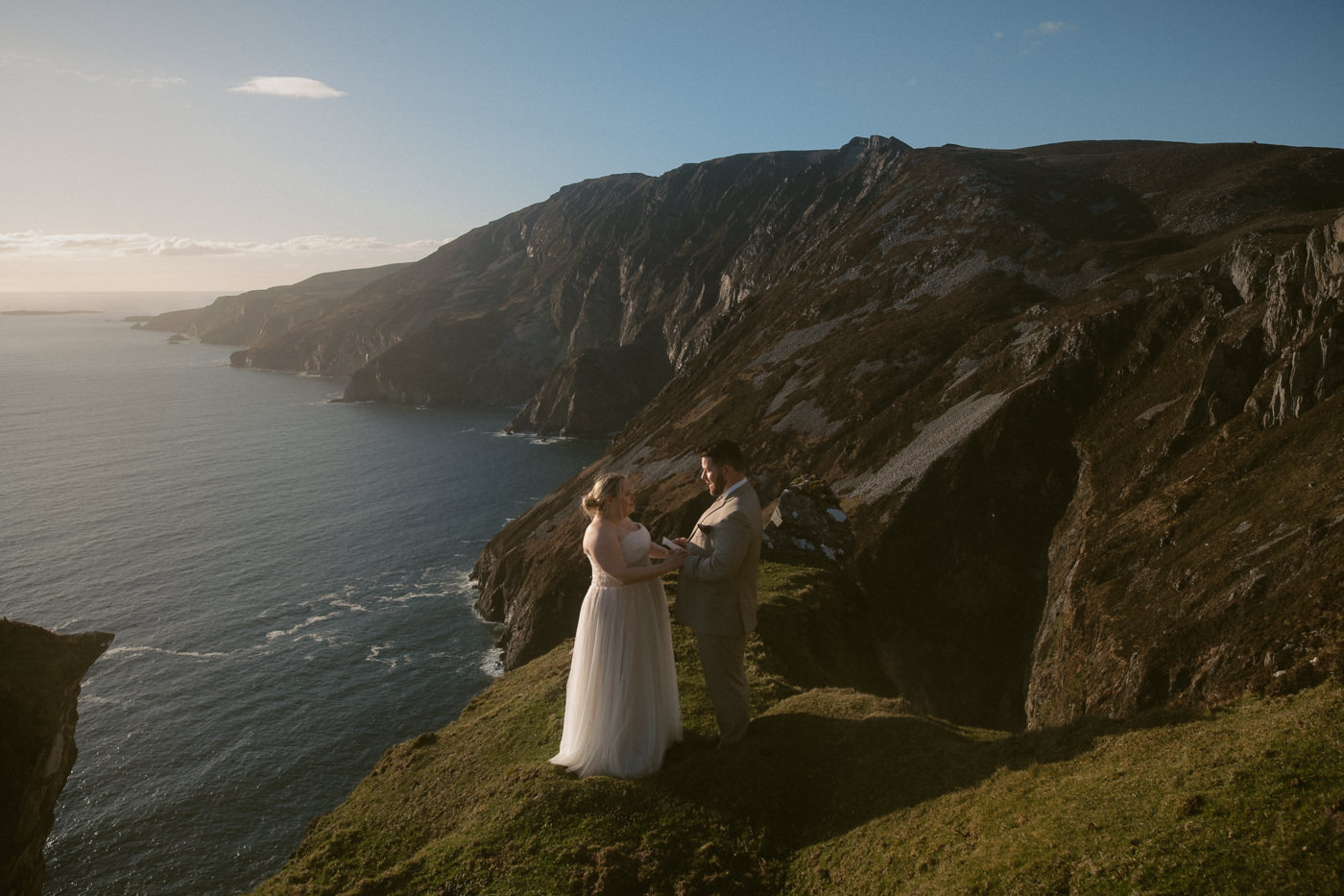 Sunset elopement ceremony at Sliabh Liag cliffs