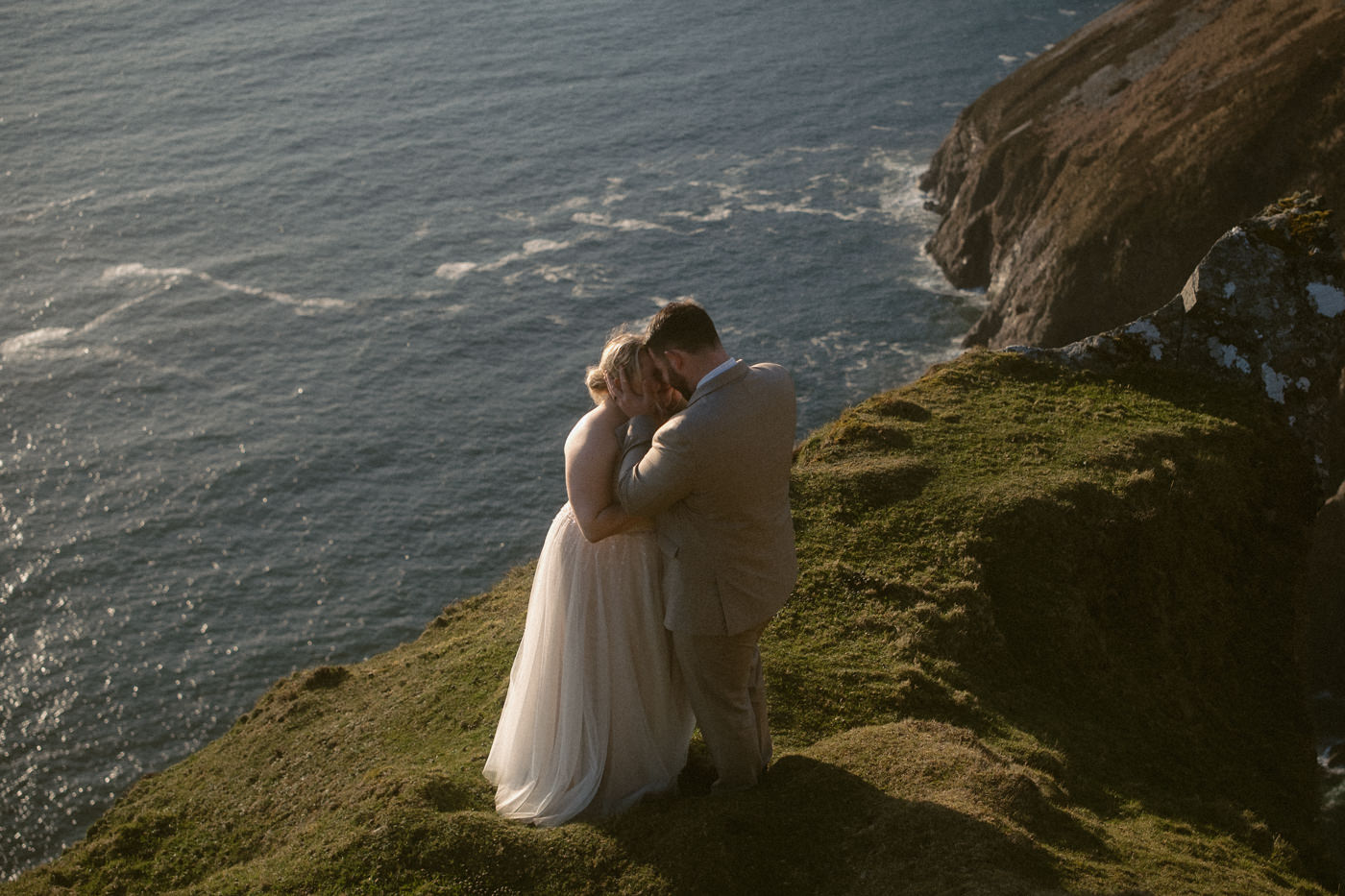 A bride and groom after their Slieve League elopement ceremony
