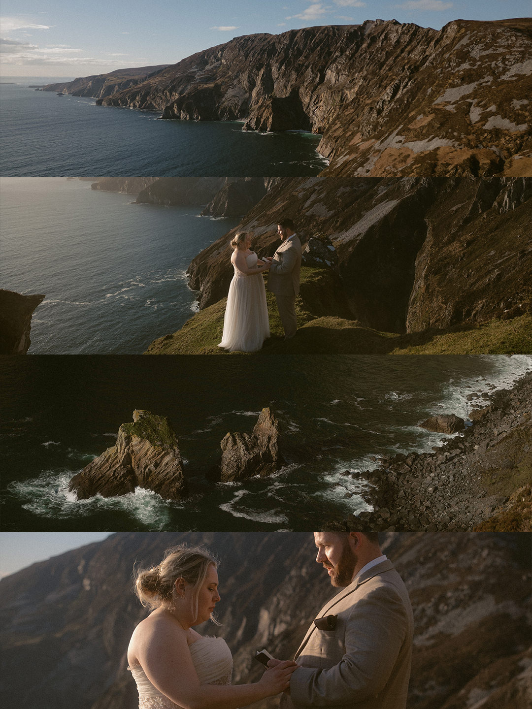 collage of an elopement day at the Slieve League cliffs in Ireland